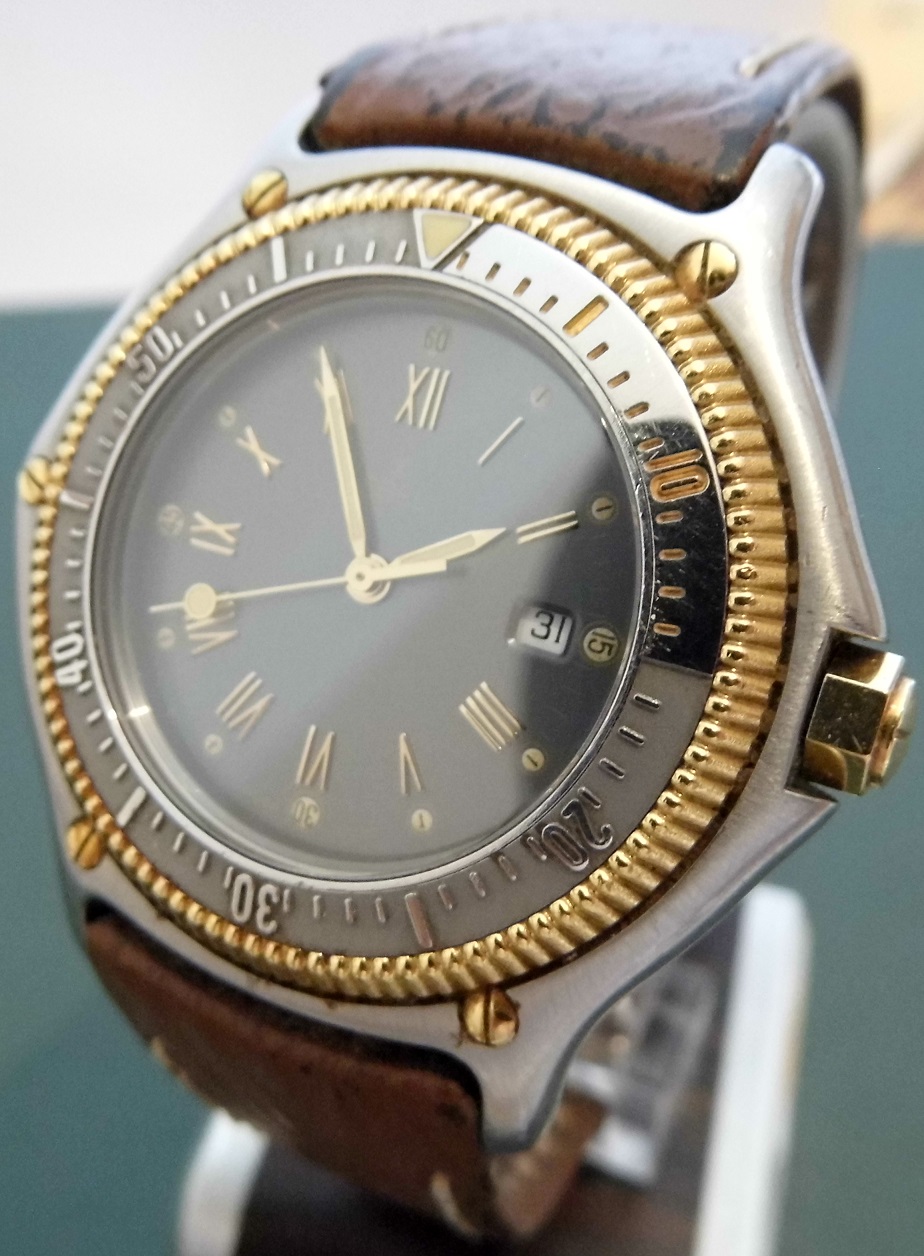 Ebel Discovery Diver, Grey Dial, Brown Leather Strap