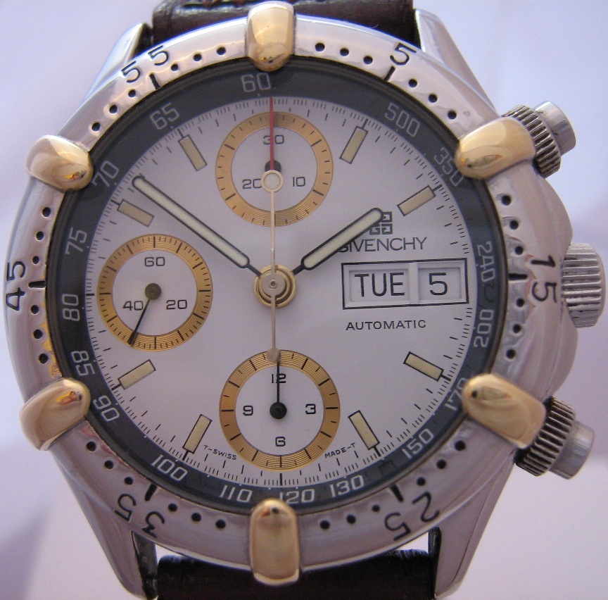 Givenchy  Newport Chronograph, White Dial With Leather Strap