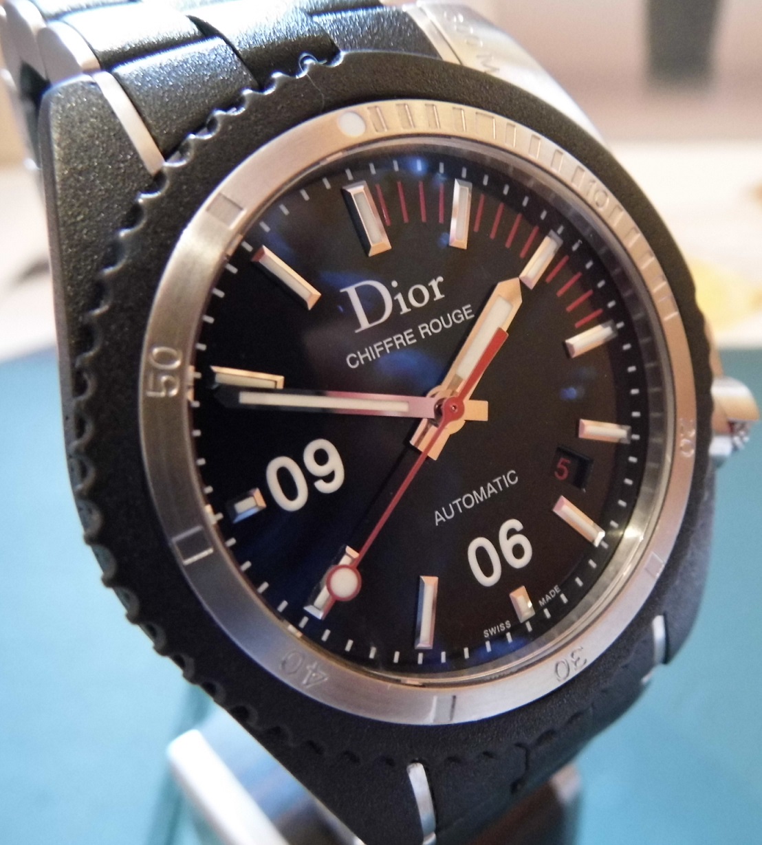 Dior Chiffre Rouge 300M Divers, Black Dial, Steel & Rubber Bracelet