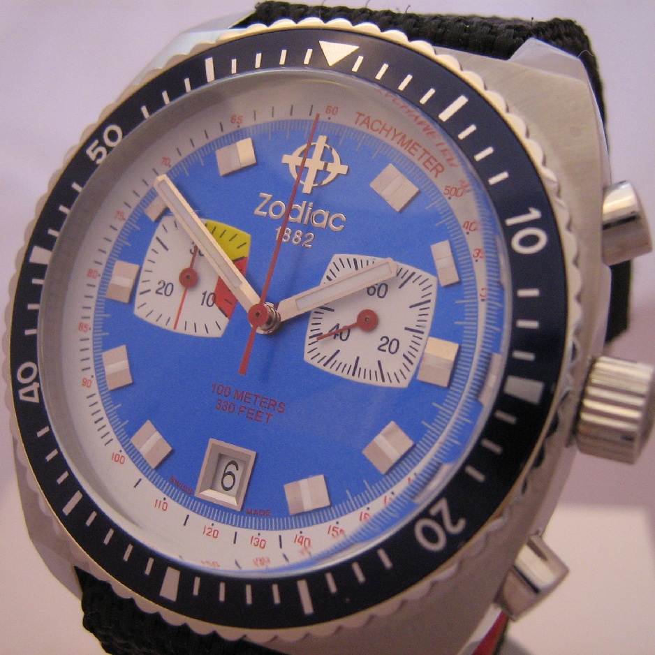 Zodiac Seadragon Chronograph, Blue Dial With Nylon Strap