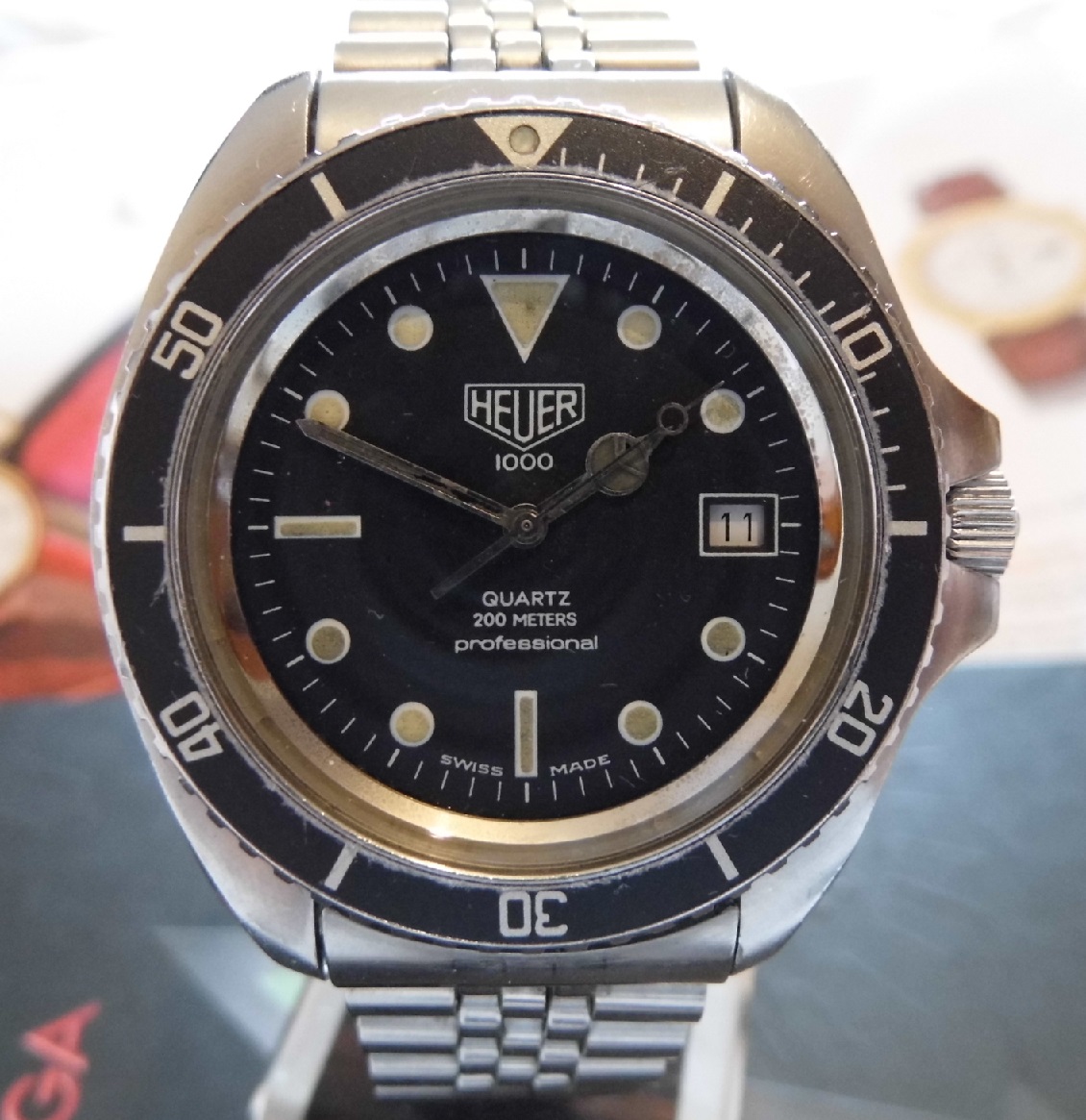 Heuer Vintage 2000 Professional, Black Dial, Bracelet