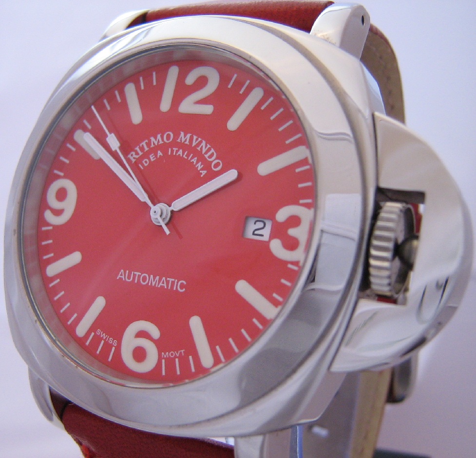 Ritmo Mvndo Ponte Automatic Watch, Red Dial, Red Strap