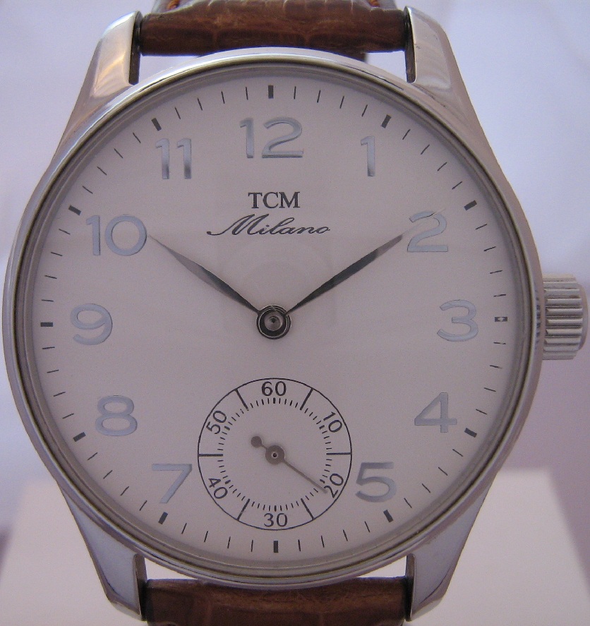 TCM Milano Solo Tempo Hand Winding, Silver Dial, Leather Strap