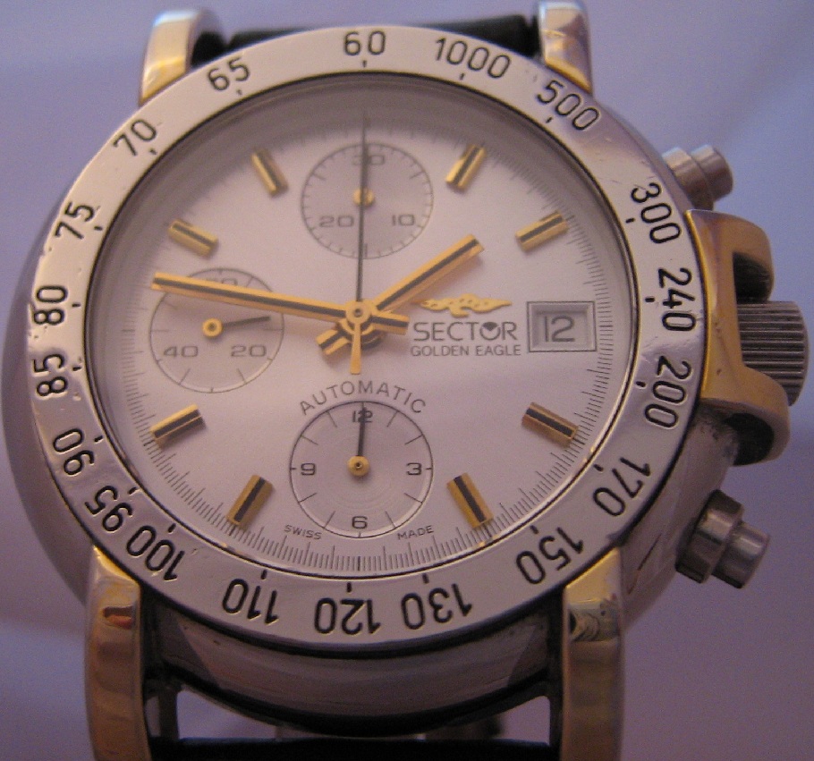 Sector Golden Eagle Chronograph, Silver Dial With Rubber Strap