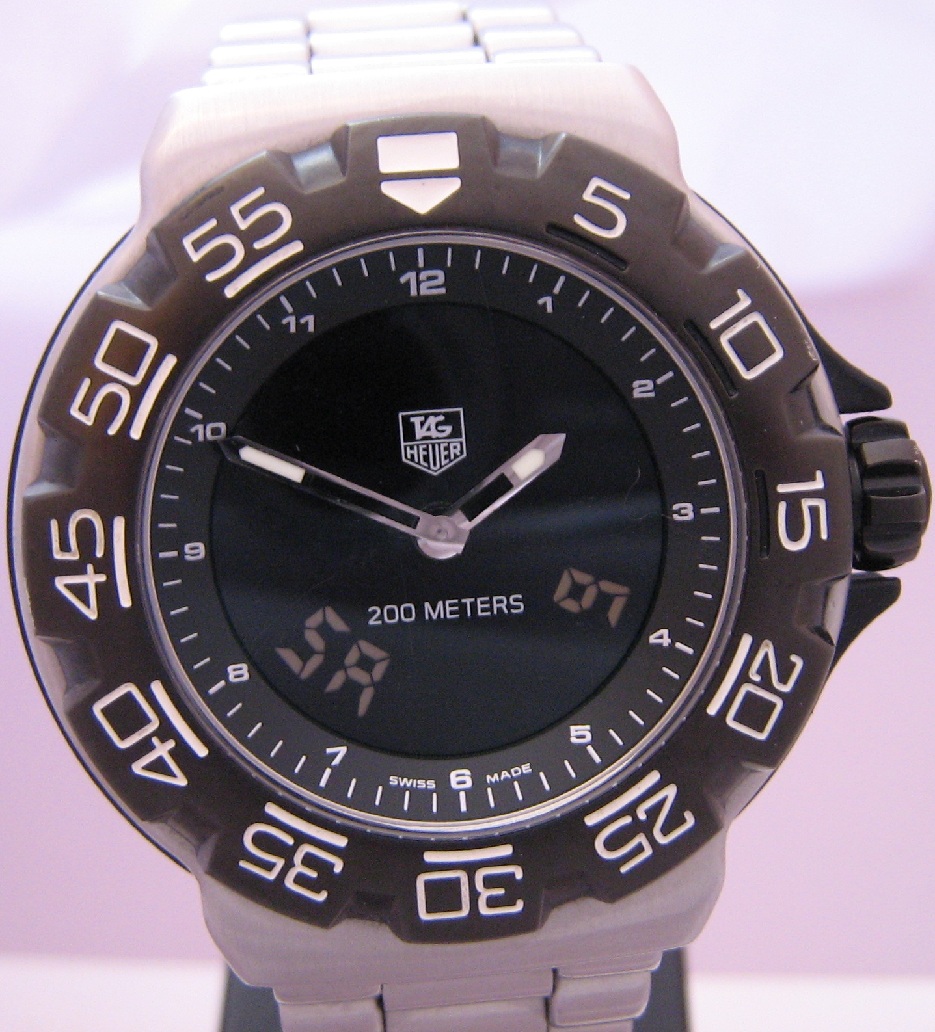 Tag Heuer F1 Chronotimer, Black Dial, Steel Bracelet