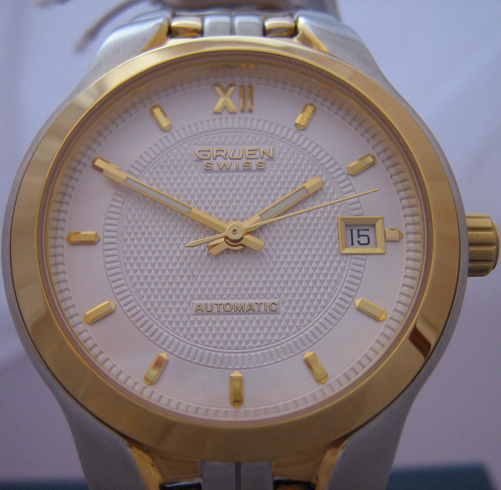Gruen Swiss Automatic Watch, Gold & Stainless Steel Case And Bracelet