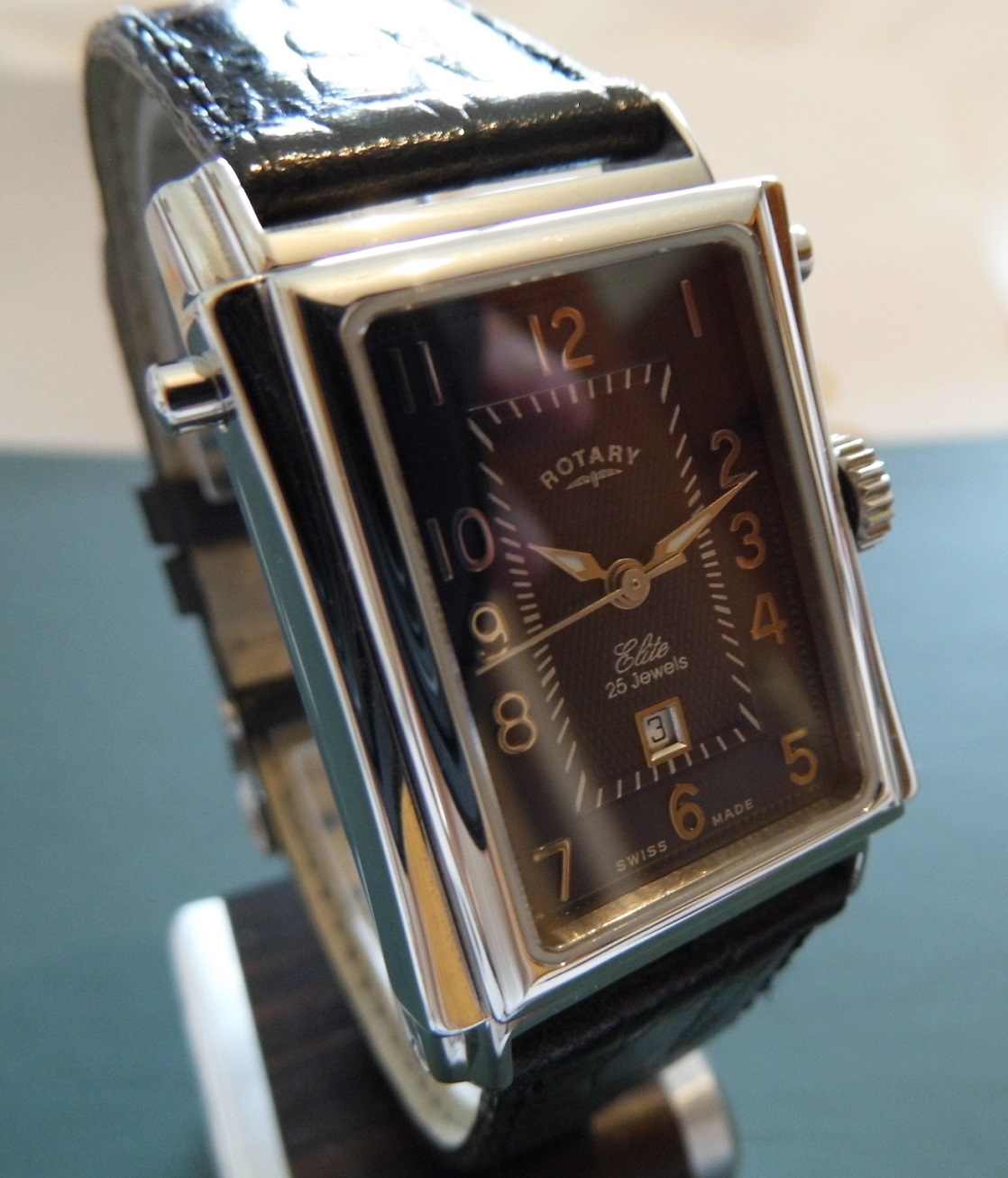 Rotary Elite Hinged Automatic, Blue Dial, Leather Strap