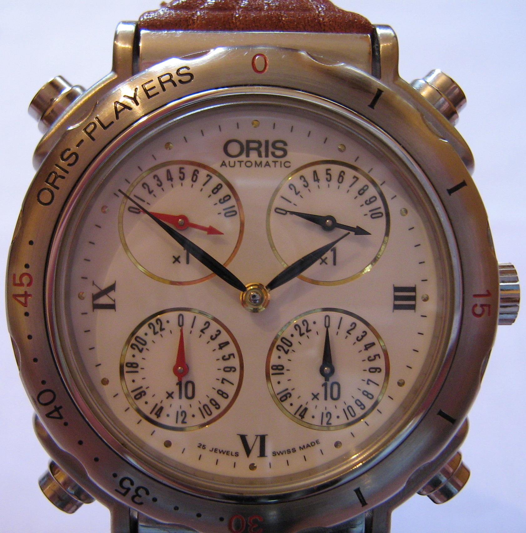 Oris Automatic Players Watch, White Dial With Leather Strap