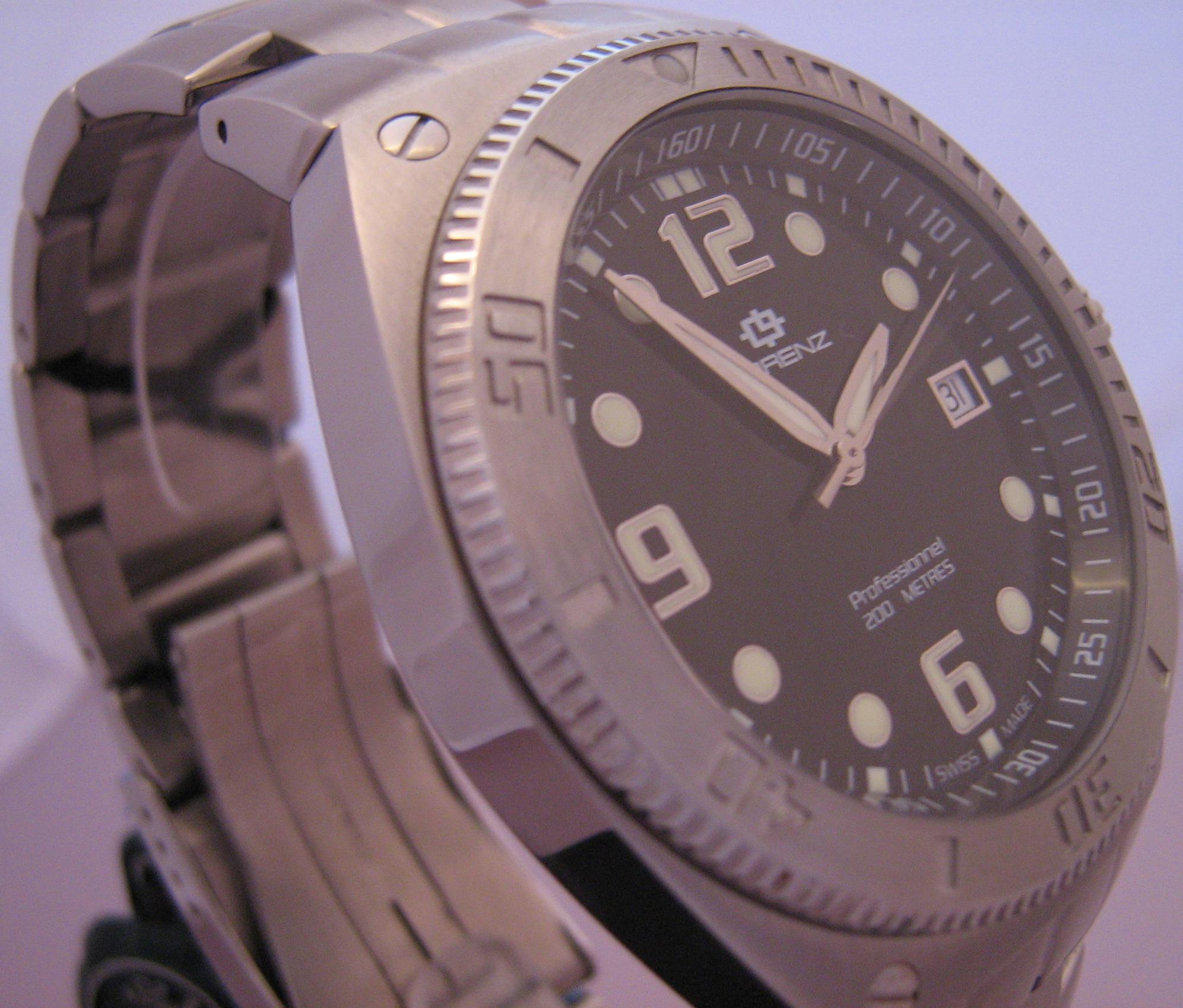 Lorenz Aquitania Divers Watch, Black Dial With Stainless Steel Bracelet