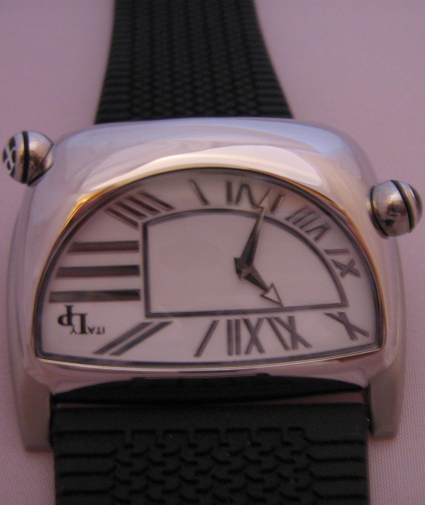 LP Italy Stratosphere Dual Time Watch, White Dials With Rubber Strap