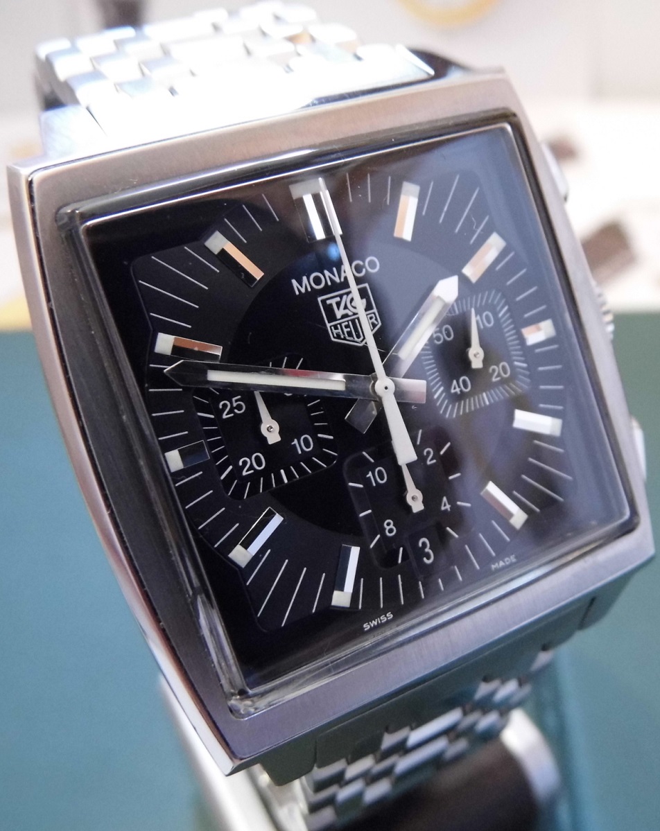 Tag Heuer Monaco Chronograph, Black Dial, Braacelet