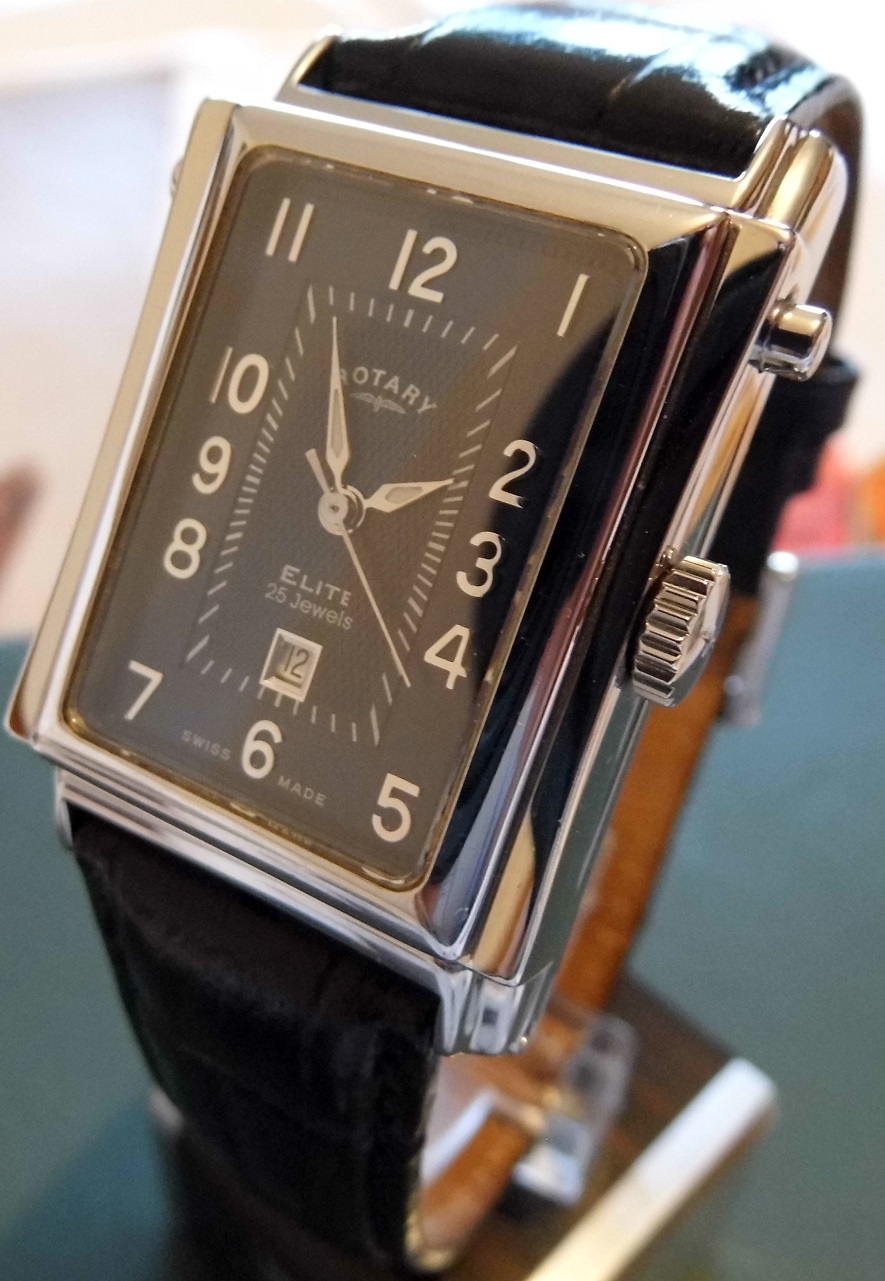 Rotary Elite Hinged Automatic, Blue Dial, Leather Strap