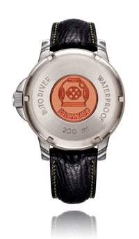 Buto Diver Automatic Watch, Black/Green Dial With Leather Strap