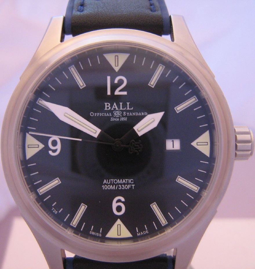 Ball Fireman II, Black Dial With Black Leather Strap