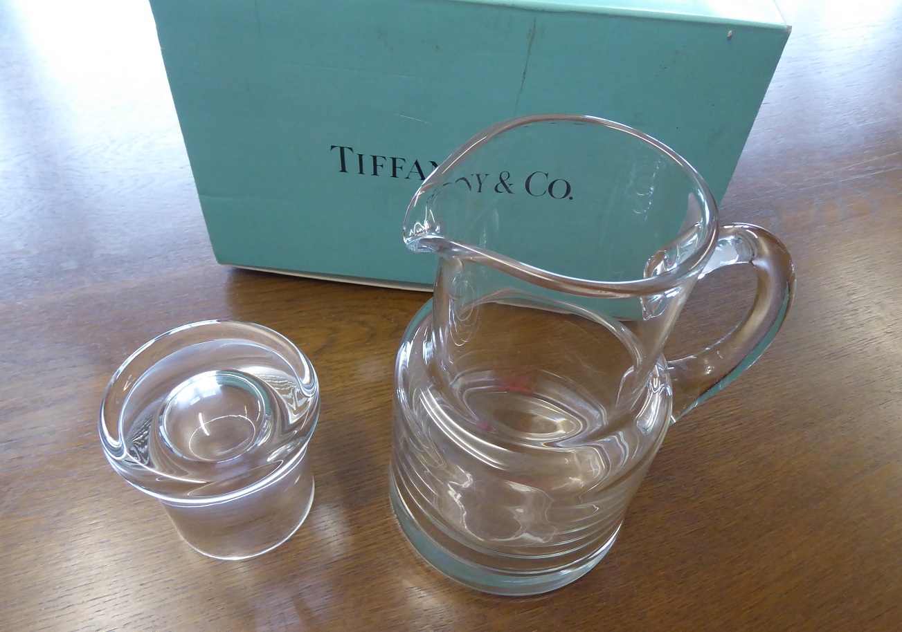 A Tiffany & Co Glass Bedside Carafe & Glass