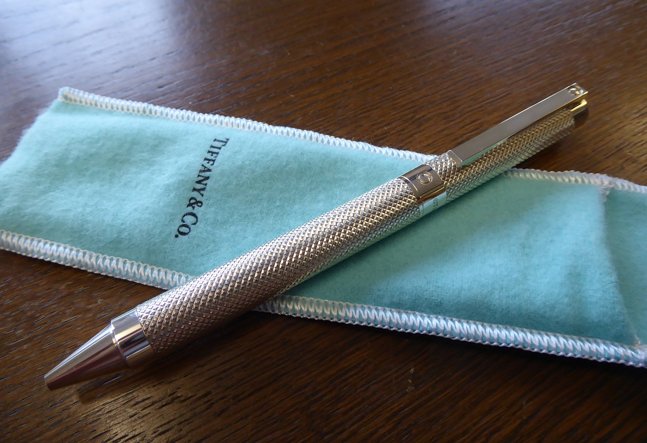 A Tiffany & Co Diamond Point Silver Ballpoint Pen 