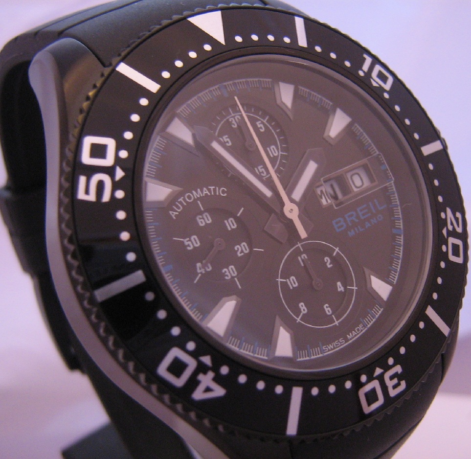 Breil Manta Automatic Chronograph, Black Dial With Rubber Strap