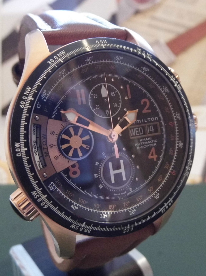 Hamilton Khaki Aviation X-Copter Chronograph, Black Dial, Leather Strap