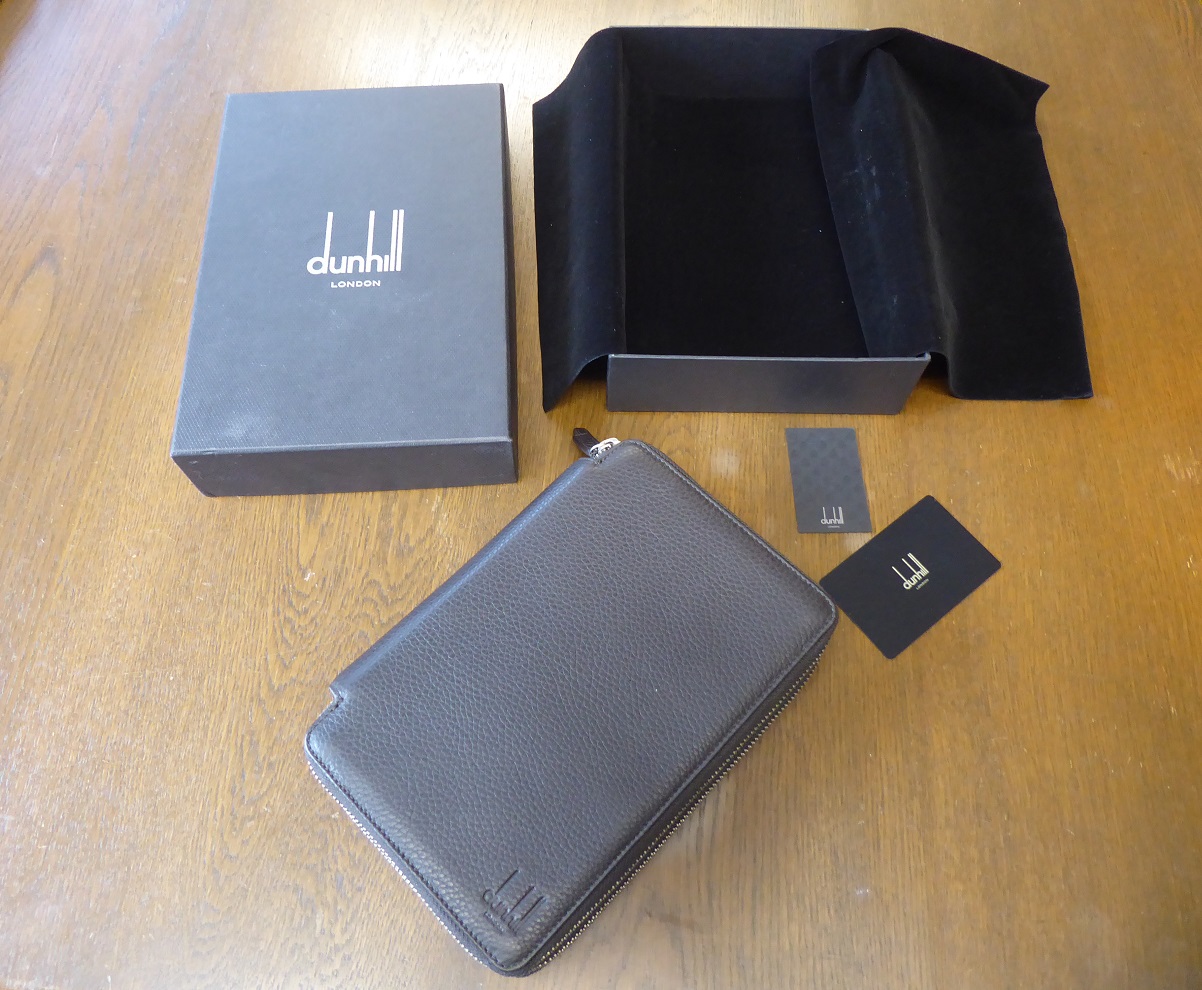 An Alfred Dunhill Brown Cowhide Double Zip Organiser