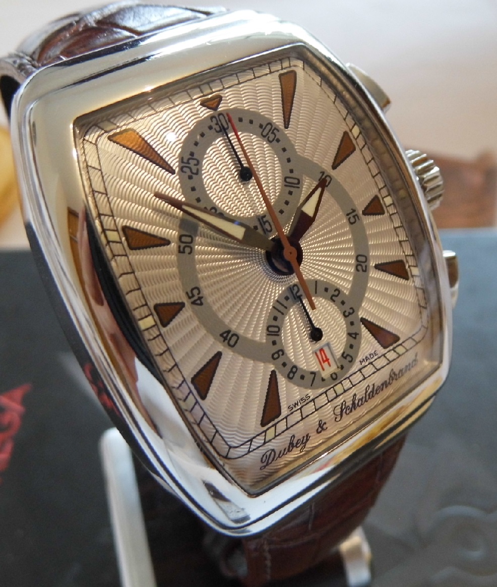 Dubey & Schaldebrand Gran Chrono, Silver Dial, Leather Strap