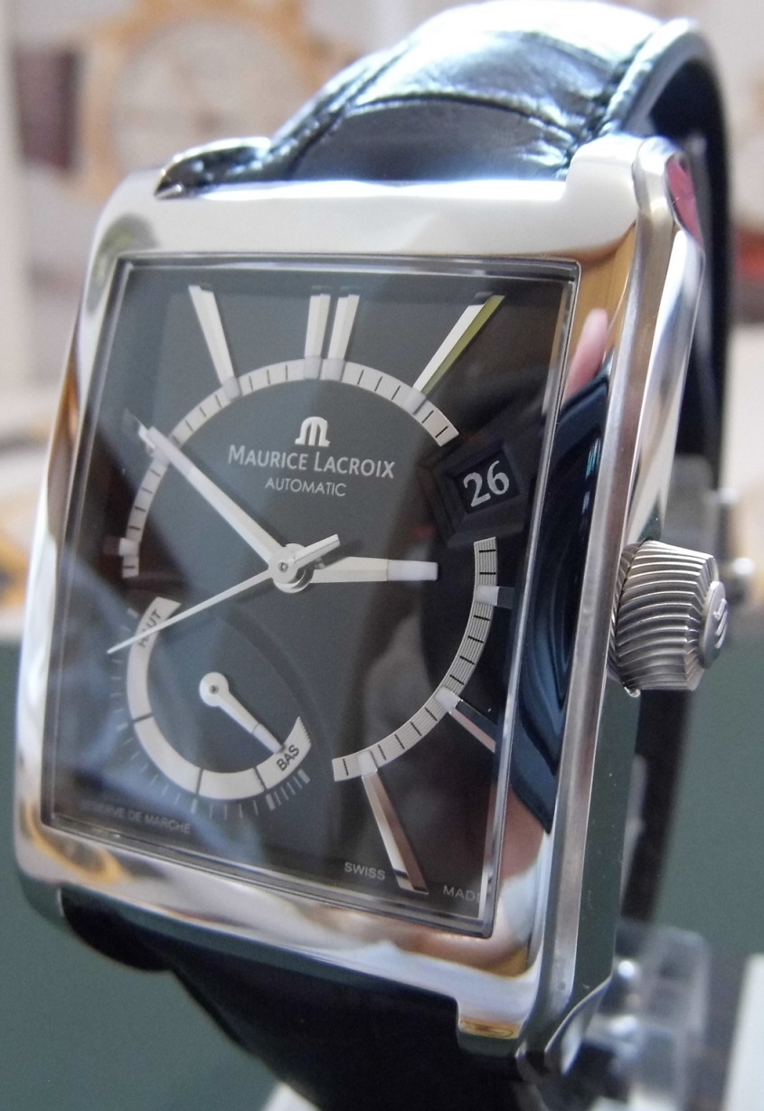 Maurice Lacroix Pontos Reserve De Marche, Black Dial, Leather Strap