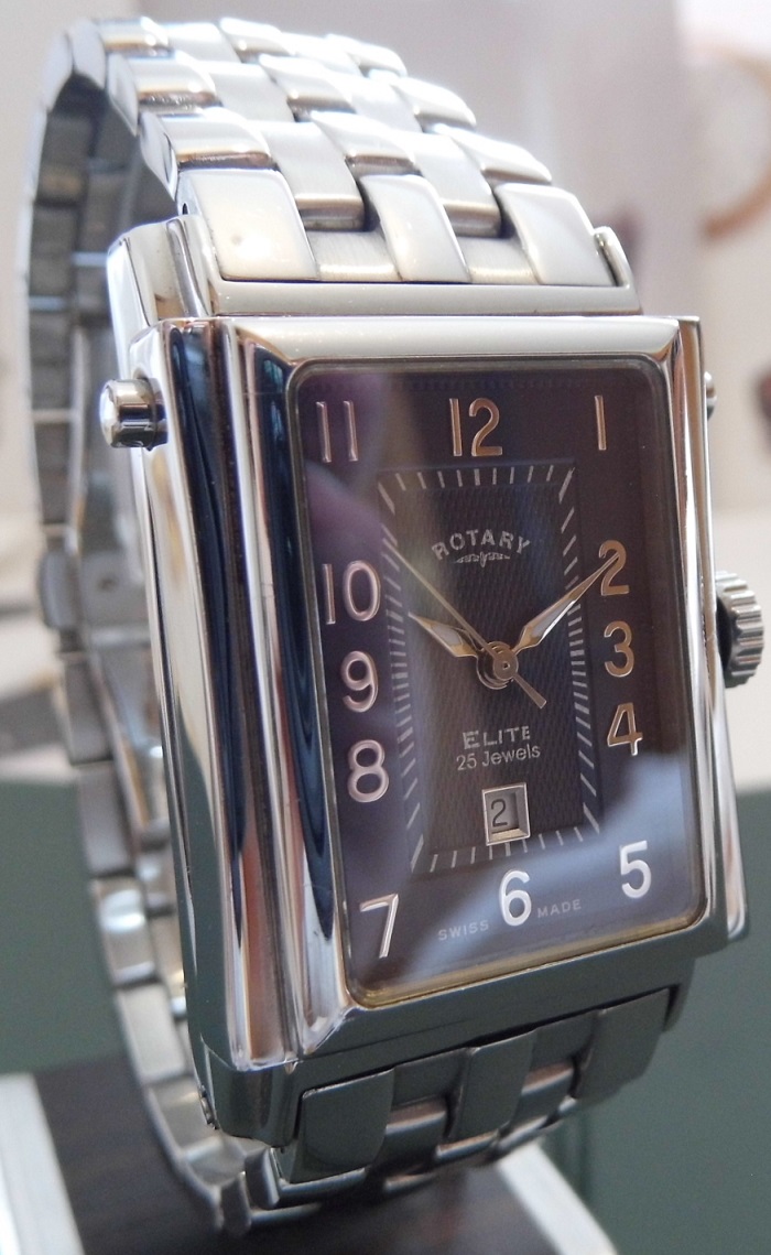 Rotary Elite Hinged Automatic, Blue Dial, Steel Bracelet