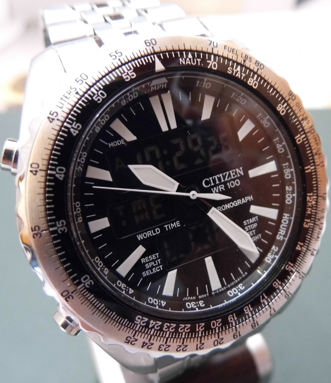Citizen Wingman World Time, Black Dial, Bracelet
