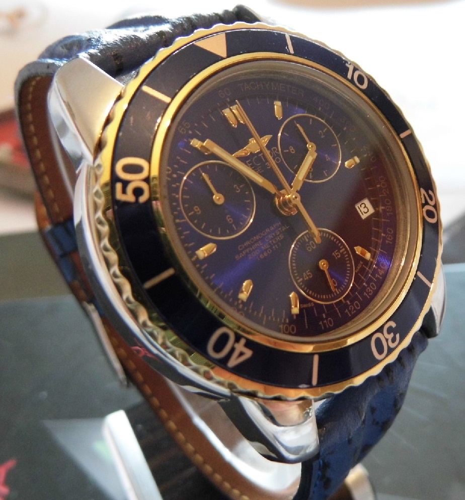 Sector SGE 300 Chronograph, Blue Dial, Leather Strap