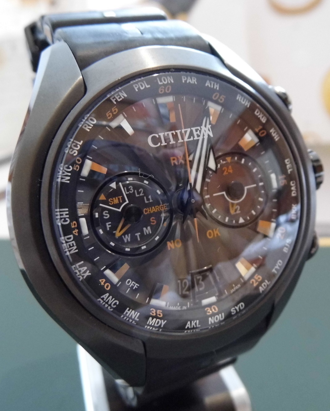 Citizen Eco Drive Satellite Wave-Air, Black Dial, Rubber Strap
