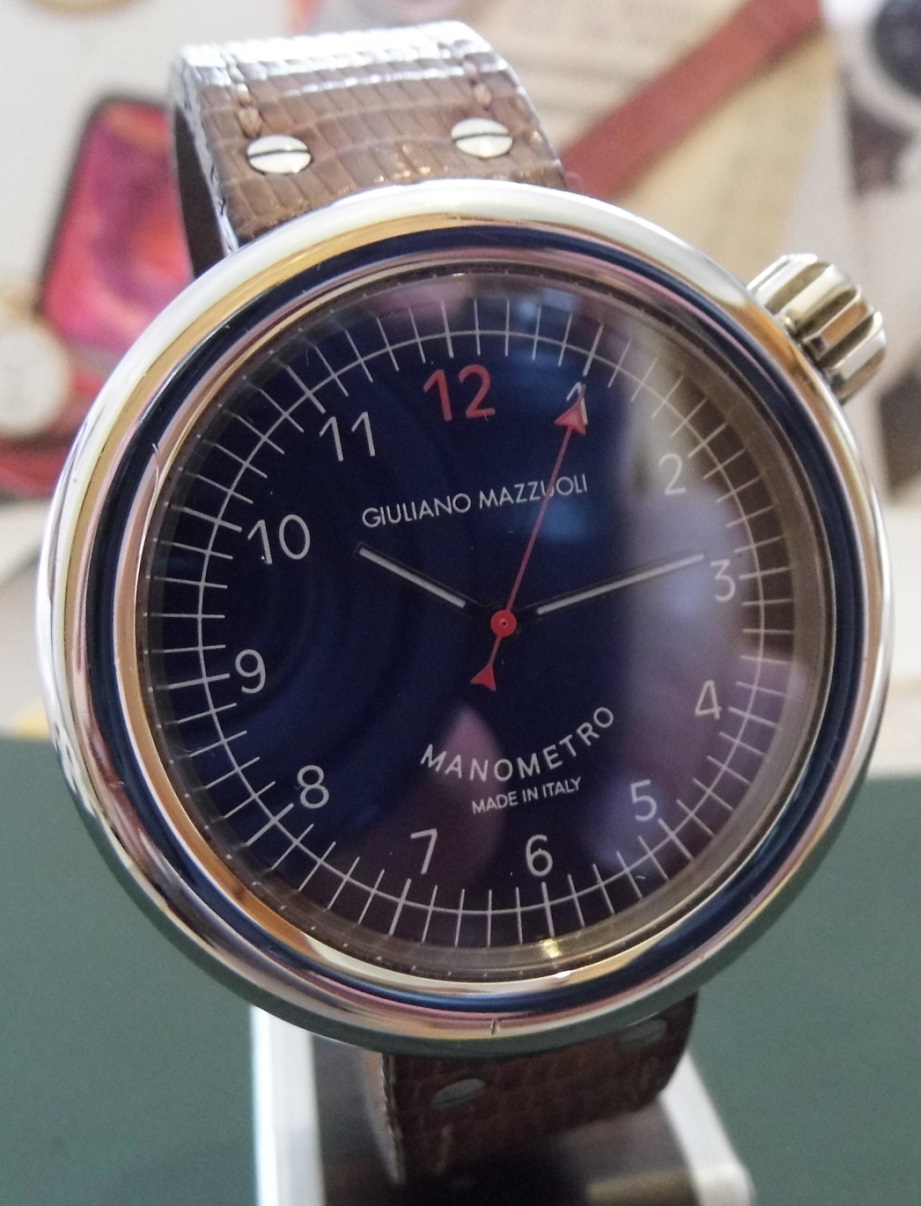 Giuliano Mazzuoli Manometro, Blue Dial, Brown Leather Strap