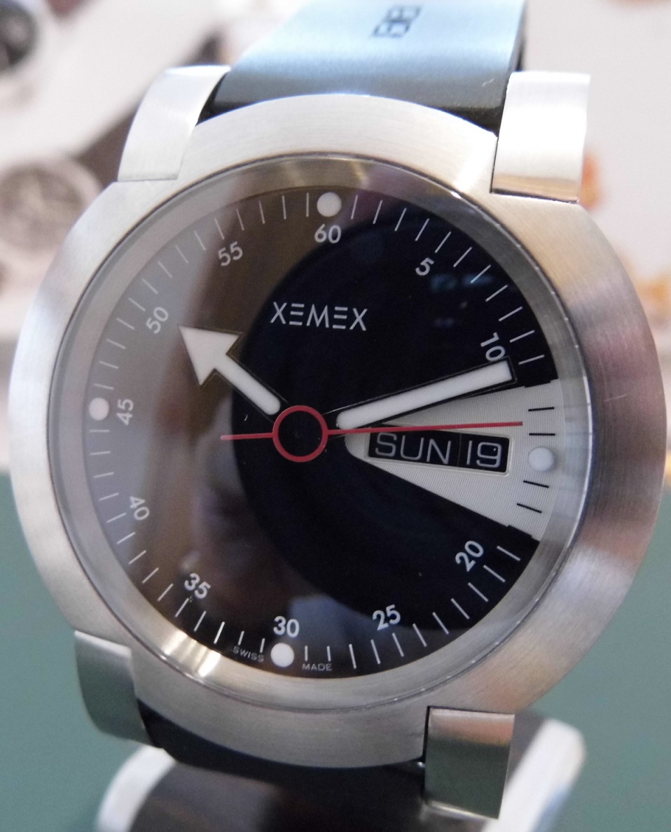 Xemex XE 5000 Day Date, Black Dial, Rubber Strap