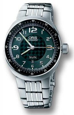 Oris TT3 Titanium Watch, Green Dial With Titanium Bracelet