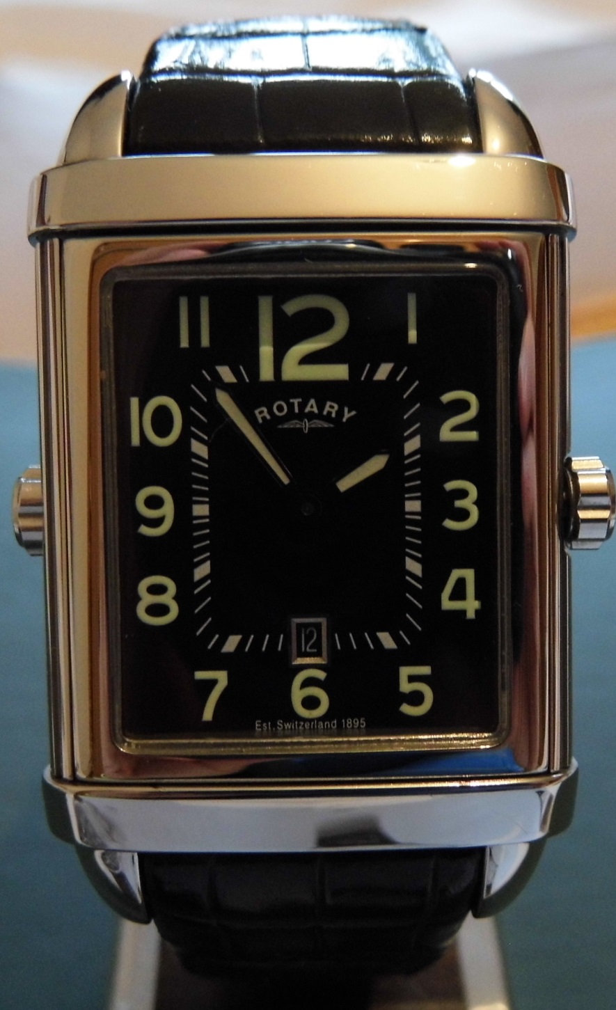 Rotary Revelation Reverso, Black & White Dials, Leather Strap