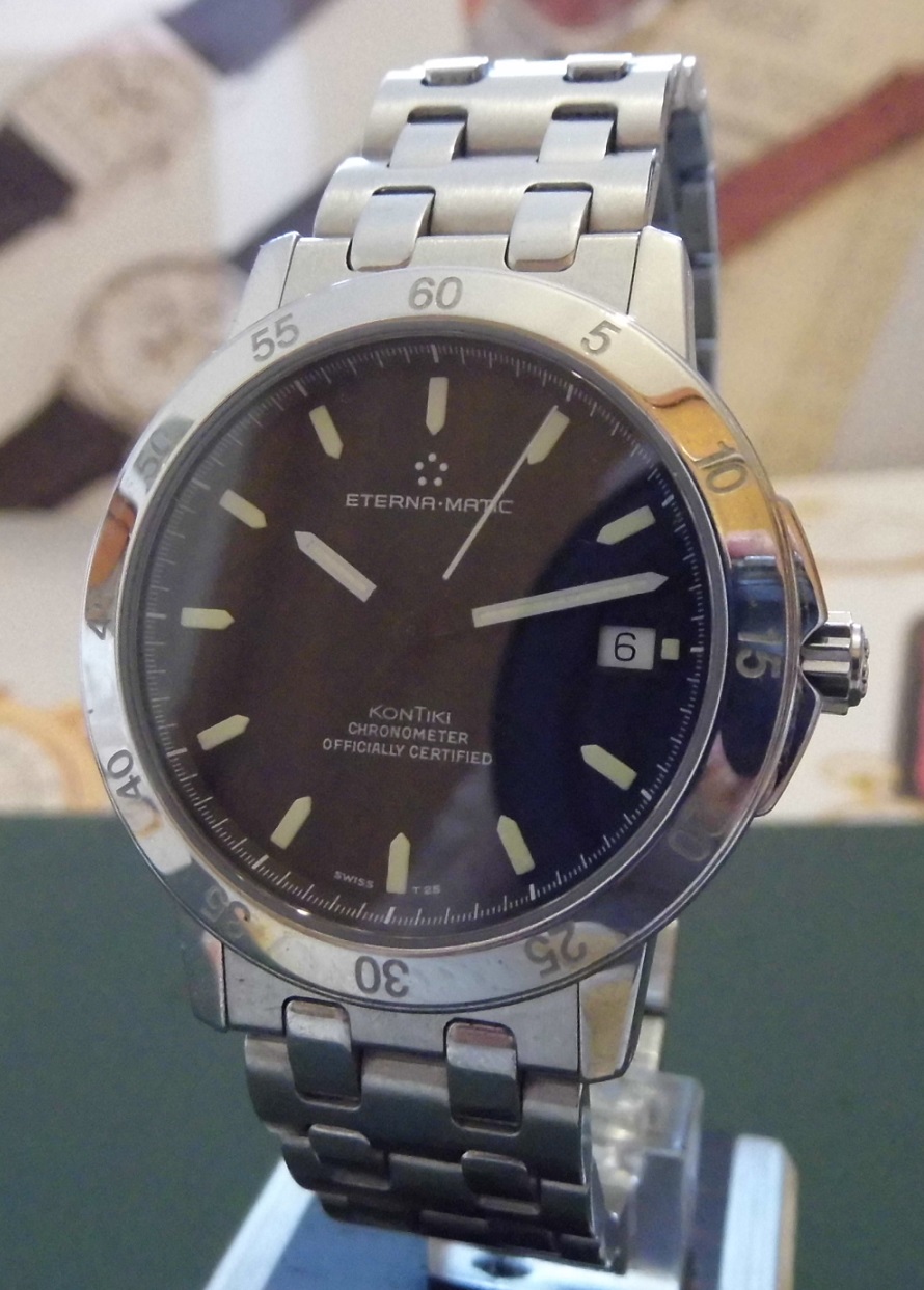 Eterna Kontiki Sport Chronometer, Black Dial, Bracelet