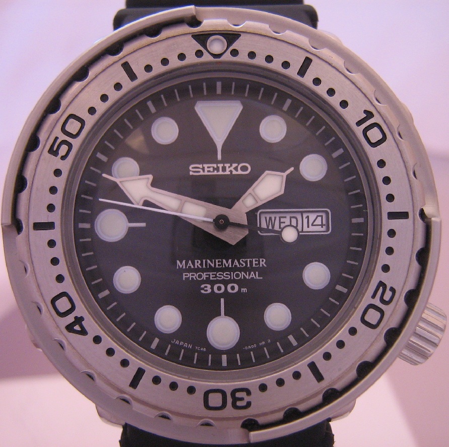 Seiko Marine Master Prospex SBN007, Black Dial, Rubber Strap