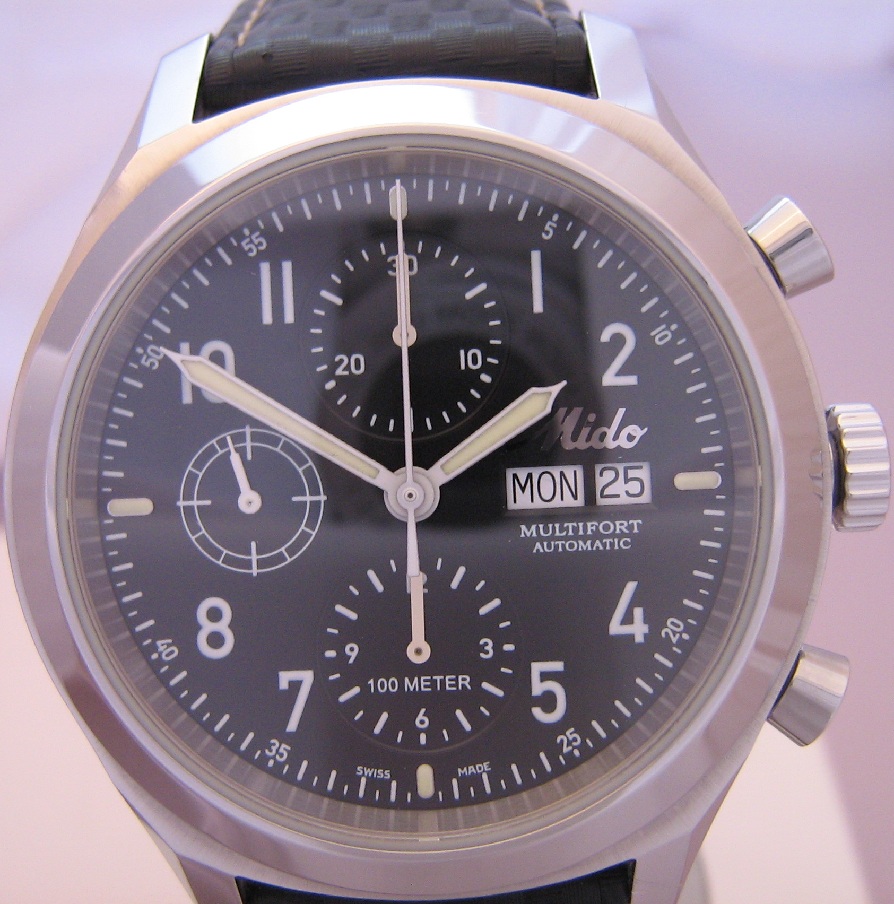 Mido Multifort Ocean Star Chronograph, Black Dial With Leather Strap