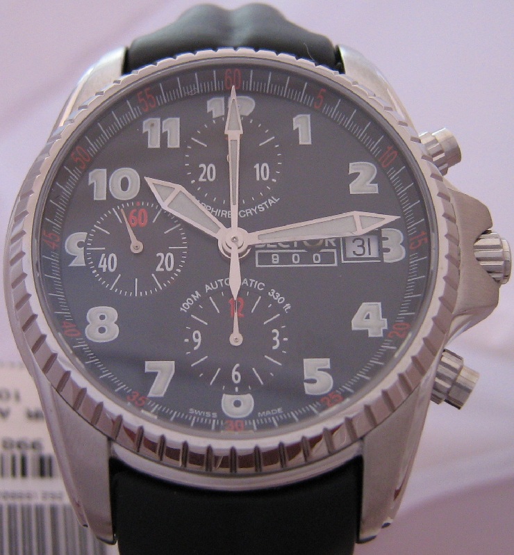 Sector 800 Automatic Chronograph, Black Dial With Black Leather Strap