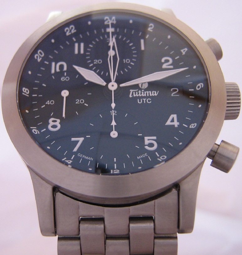 Tutima FX UTC Automatic Chronograph, Black Dial With Steel Bracelet