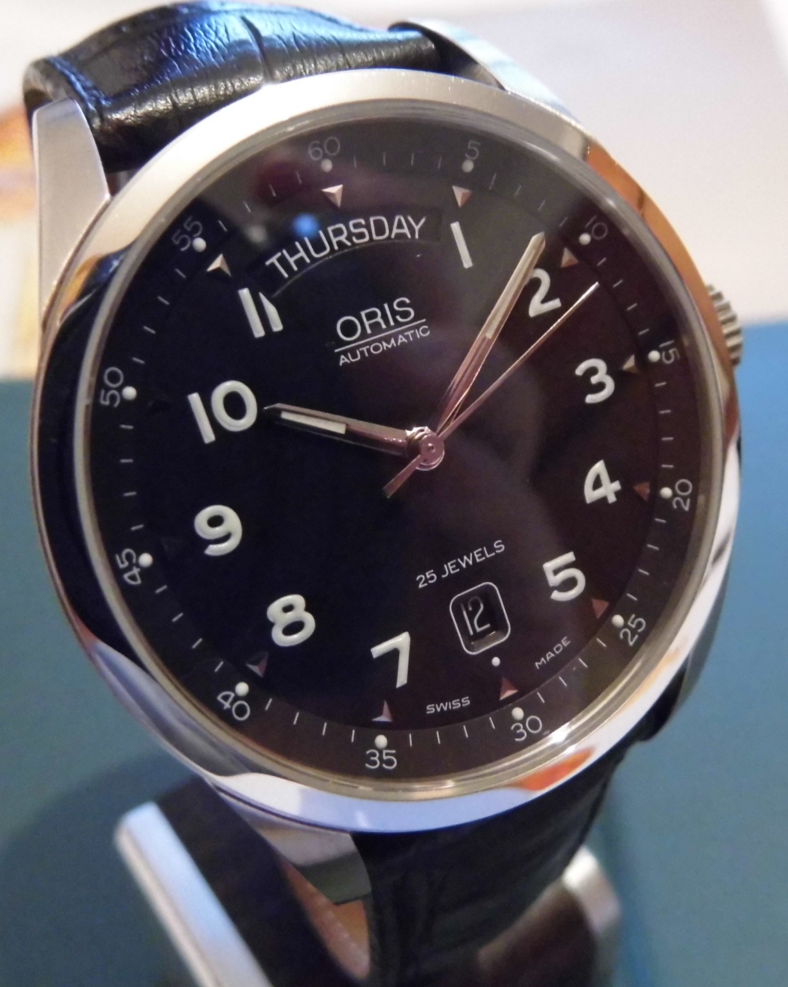 Oris Classic XXL Calendar, Black Dial, Black Leather Strap