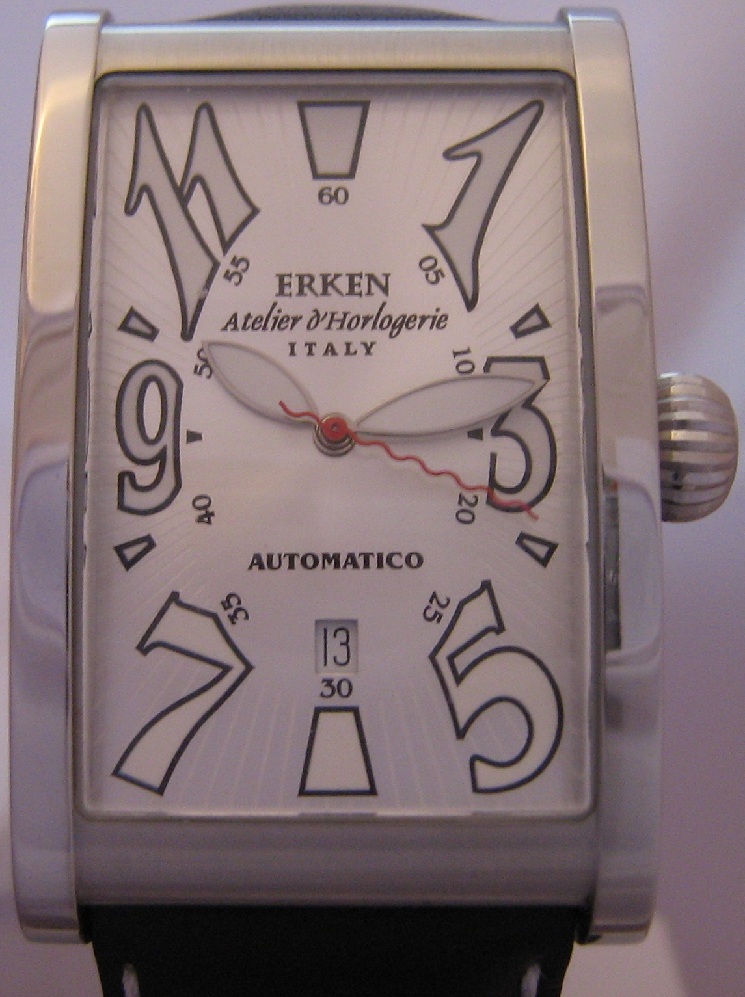 Erken Tegolo Automatic Watch, Silver Dial With Leather Strap