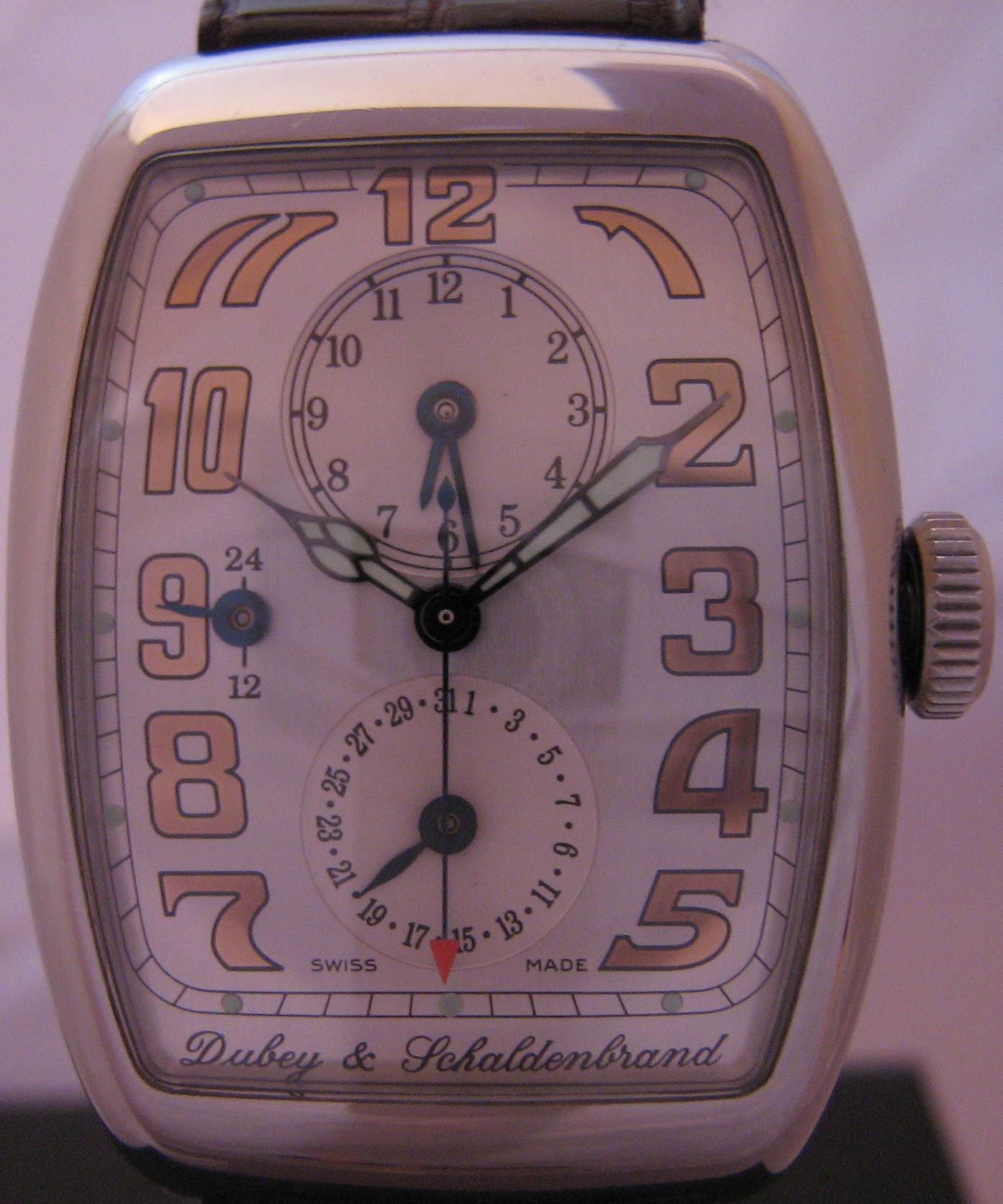 Dubey & Schaldenbrand Aerodyn Duo Watch, Silver Dial With Leather Strap
