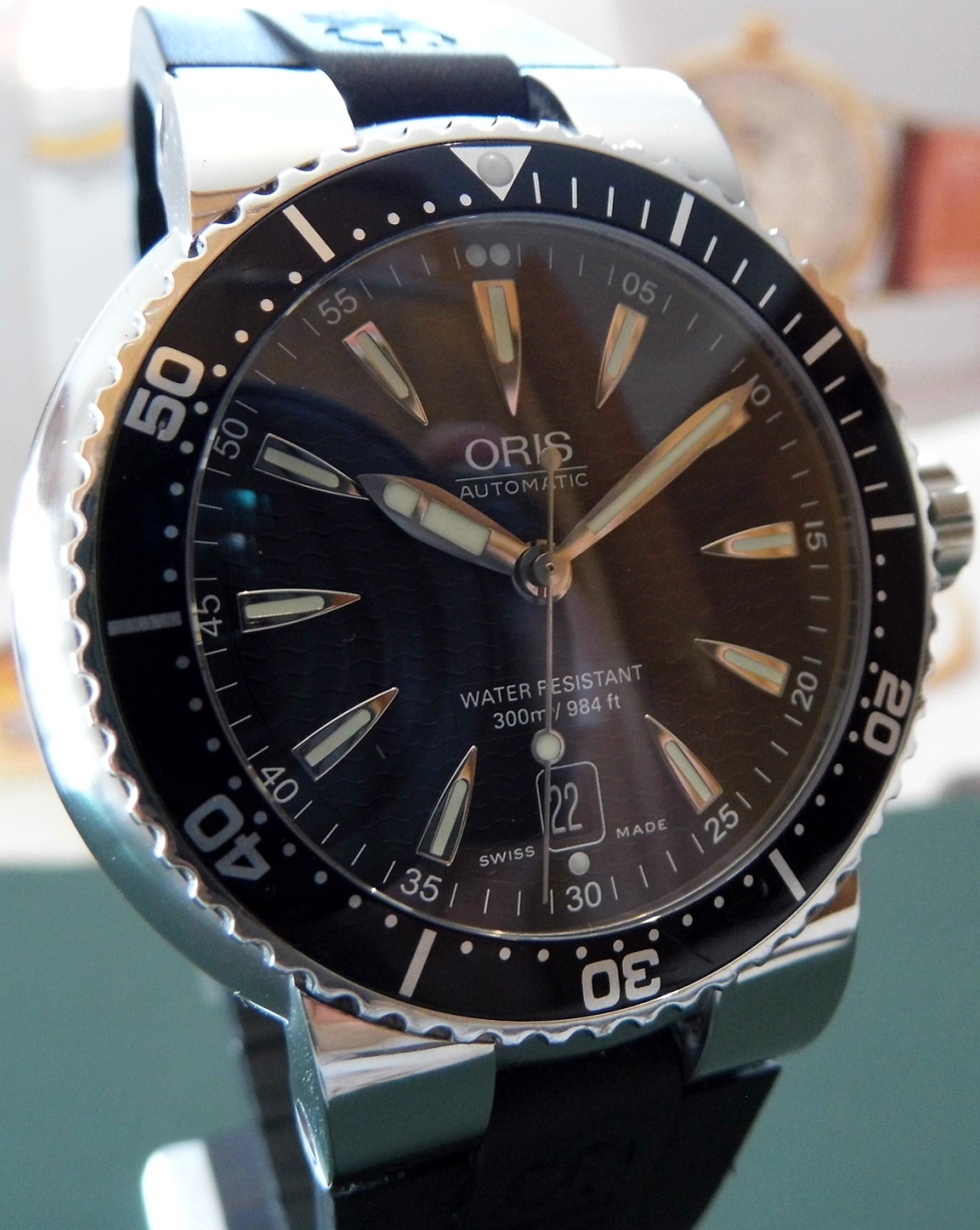 Oris TT1 Divers Watch, Black Dial, Rubber Strap