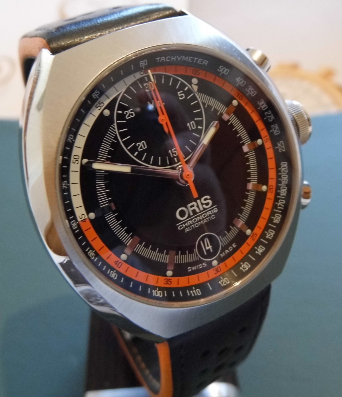 Oris Chronoris, Black Dial With Black Leather Strap