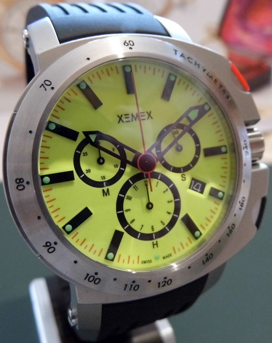 Xemex Concept One Chronograph, Yellow Dial, Rubber Strap