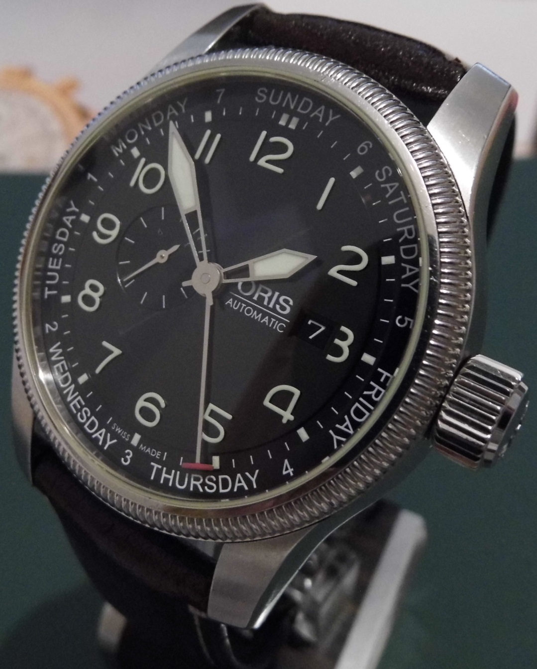 Oris Big Crown Small Second Pointer Day, Black Dial, Leather Strap