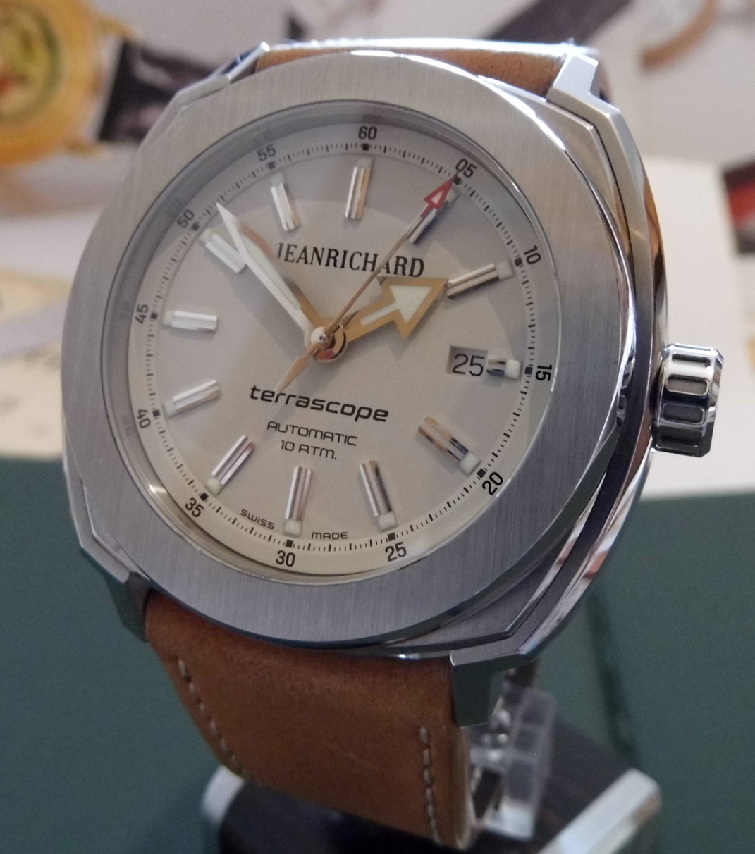 Jeanrichard Terrascope, Silver Dial, Leather Strap