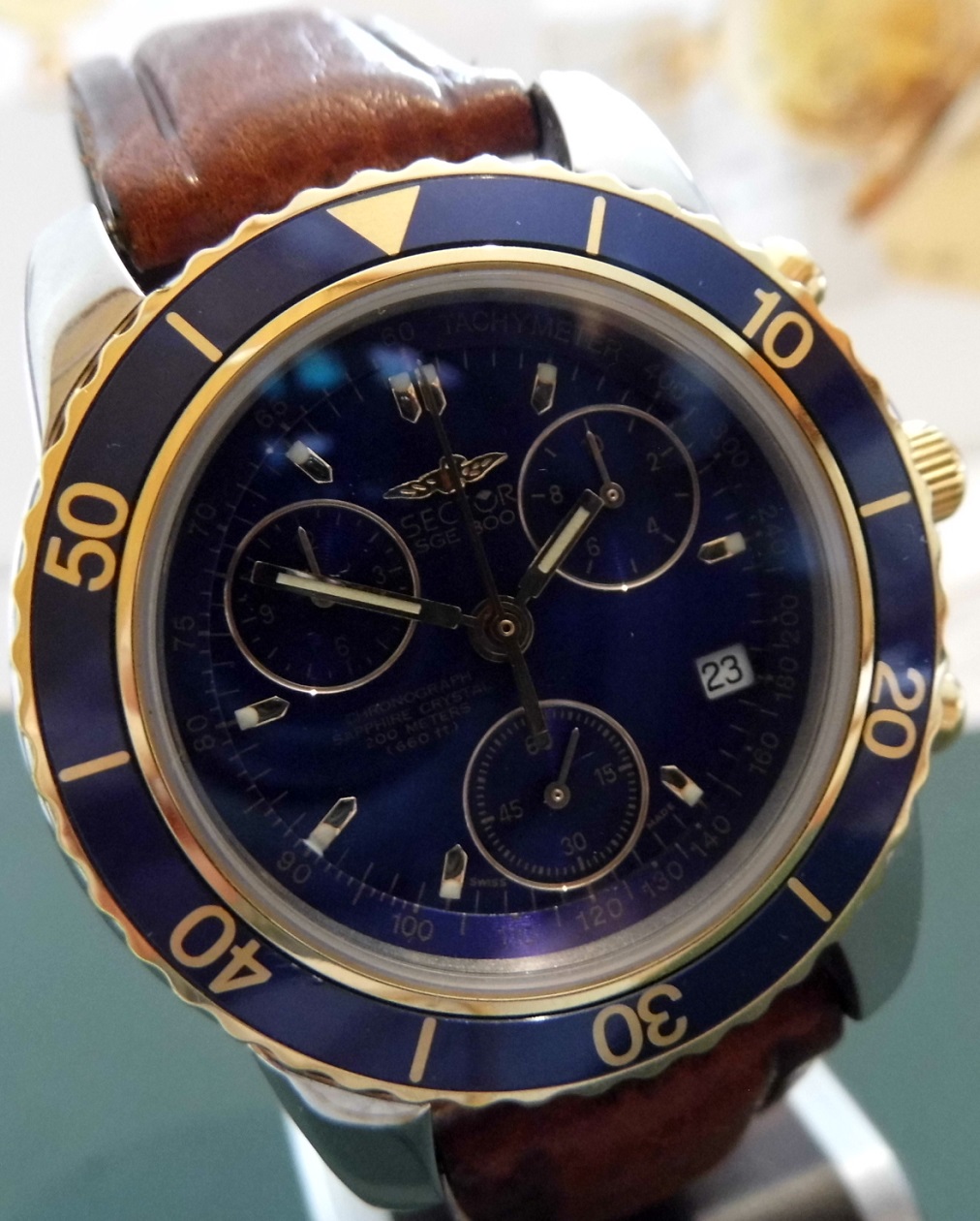 Sector SGE 300 Chronograph, Blue Dial, Leather Strap