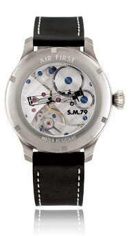 Mancino Sorci Verde Hand Winding Watch, Black Dial With Leather Strap 