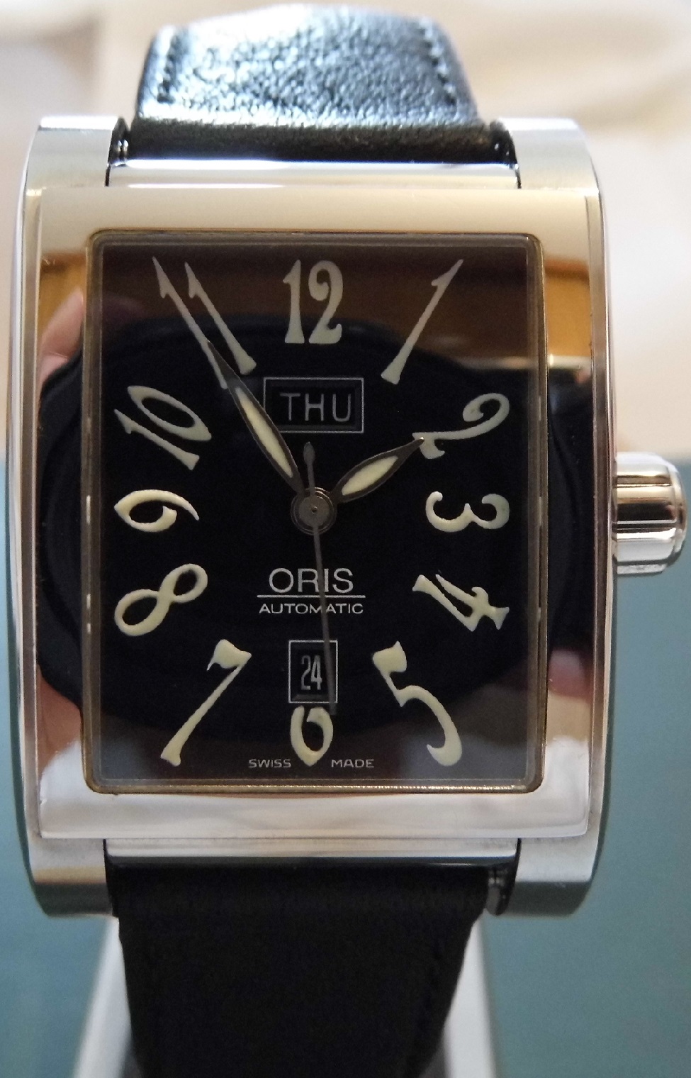 Oris Miles Day Date Watch, Black Dial With Leather Strap