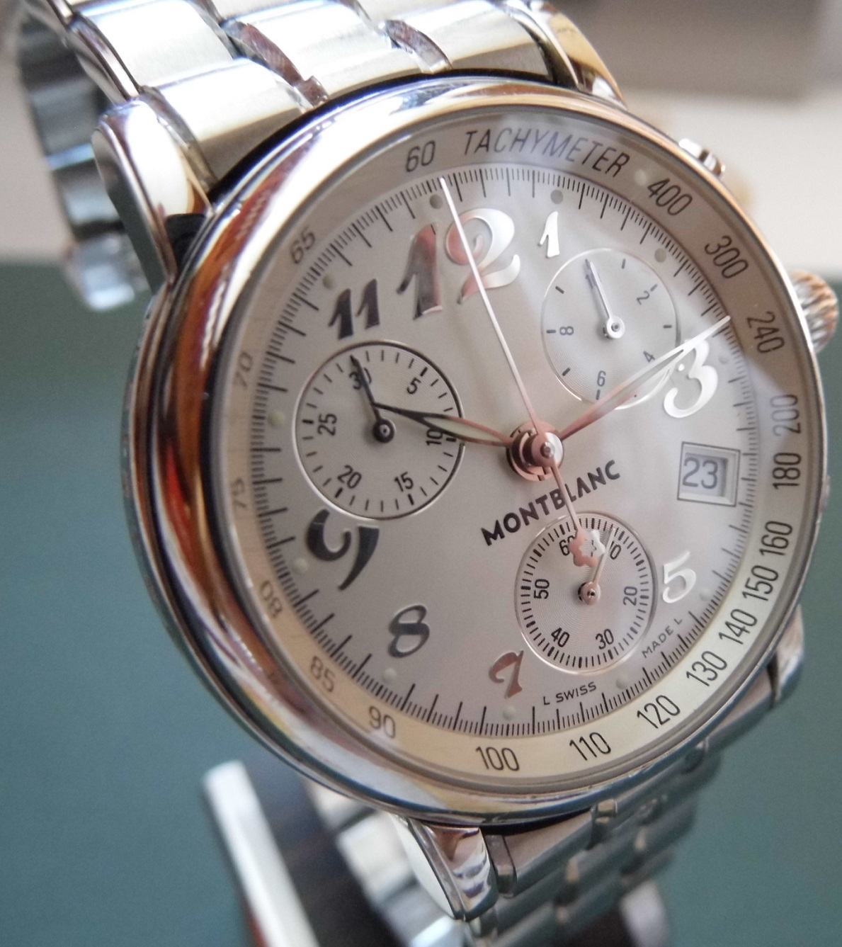 Montblanc Meisterstuck Chrongraph, Silver Dial, Steel Bracelet